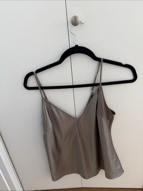 Zara Taupe Satin-Style V-Neck Cami